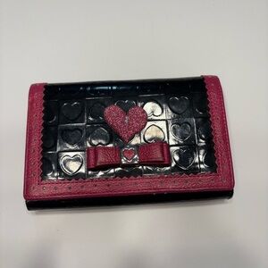 Vintage Love Cat Black and Pink Heart Wallet